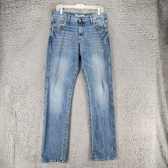 Wrangler Jeans Mens 32x36 Blue Cotton Mid Rise Slim Straight *Read* - Picture 2 of 16